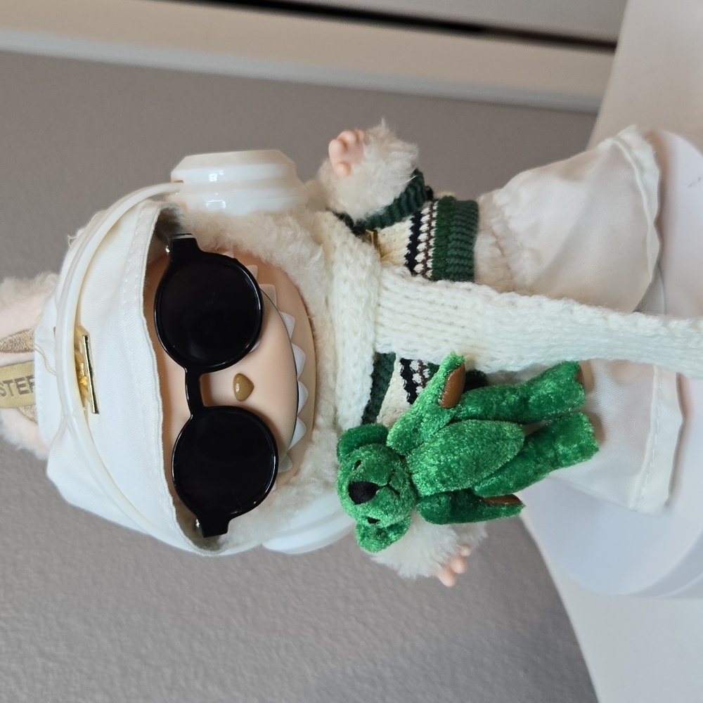 Scarf Outfit With Sweater, Pants, Glasses, Hat, And Bear